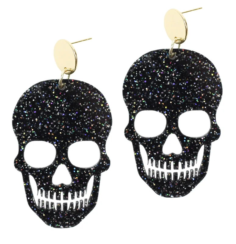 Custom Birthstone Earrings-The Skull Earring