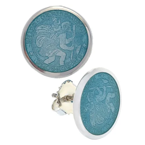 Beaded Earrings for Women-St. Christopher Stud Earrings