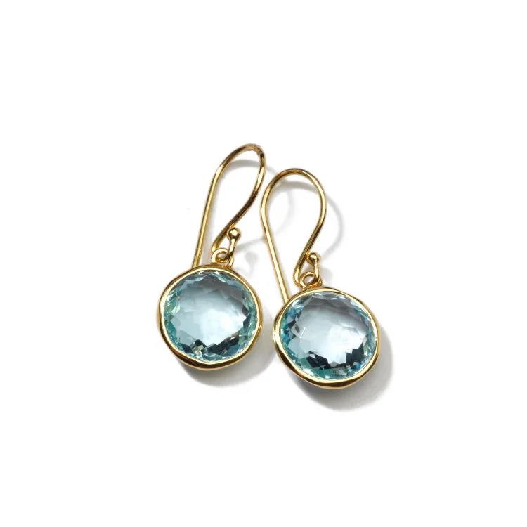 Gold Dangle Earrings-18k Blue Topaz Earrings