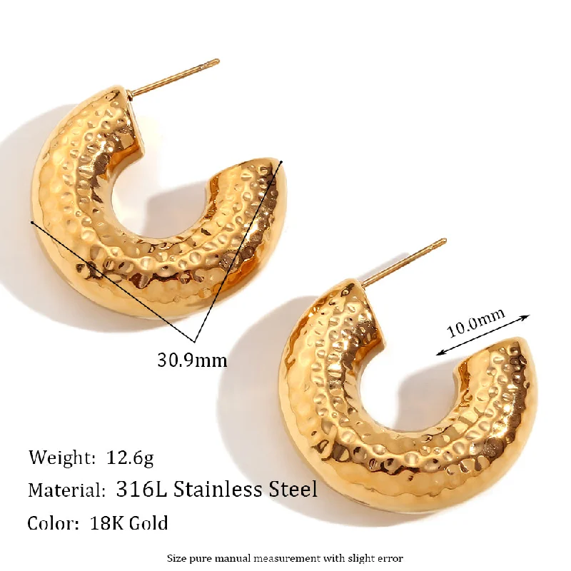 30mm Hollow Beating Pattern Ear Ring-Gold