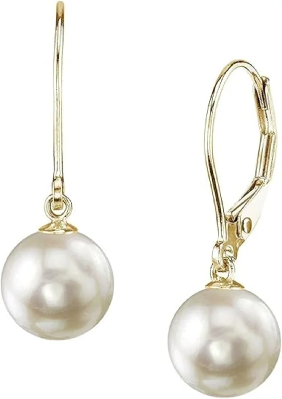 Multi-Colored Earrings-14K Yellow Gold 7-7.5mm Akoya Pearl Drop Earrings