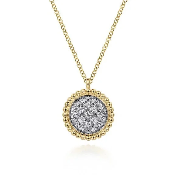 Vintage Gemstone Necklace-14K Yellow Gold Bujukan and Diamond Pave Pendant Necklace