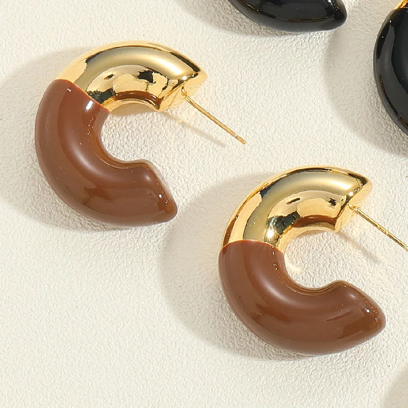 Brown Enamel Earrings