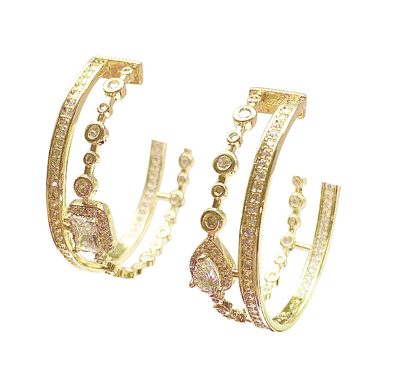 Birthstone Stud Earrings-Multi Gem Hoop