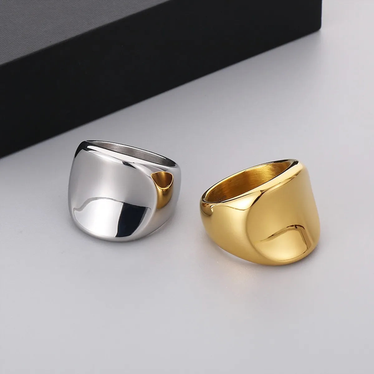 Titanium Engagement Ring-Basic Geometric Stainless Steel Plating 18K Gold Plated Men's Rings