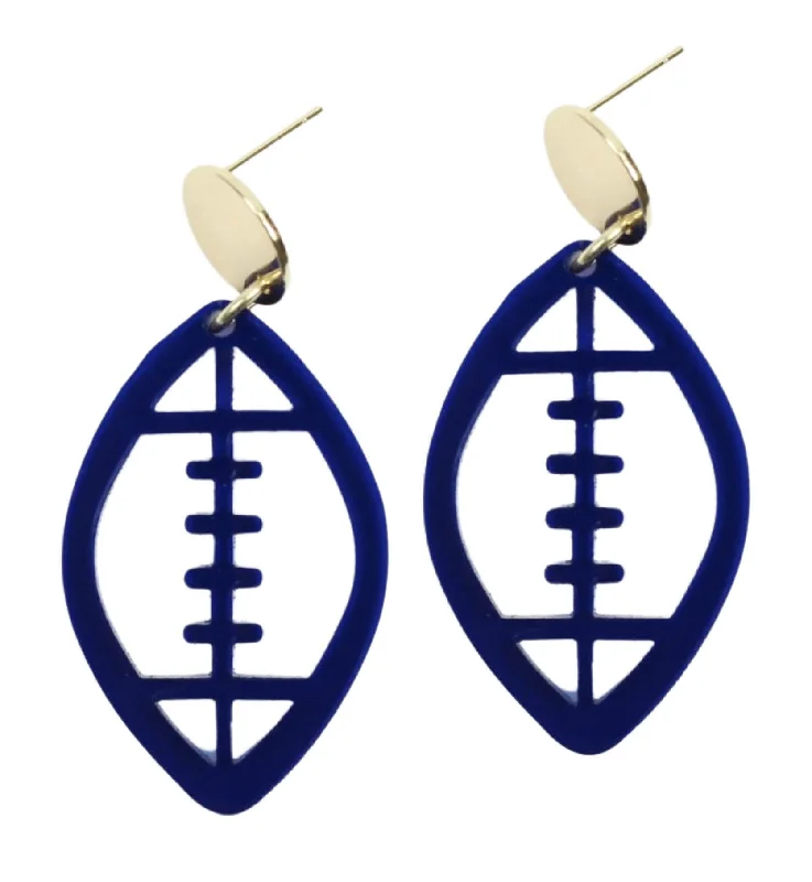 Hoop Earrings for Women-Acrylic Football Earring - Navy