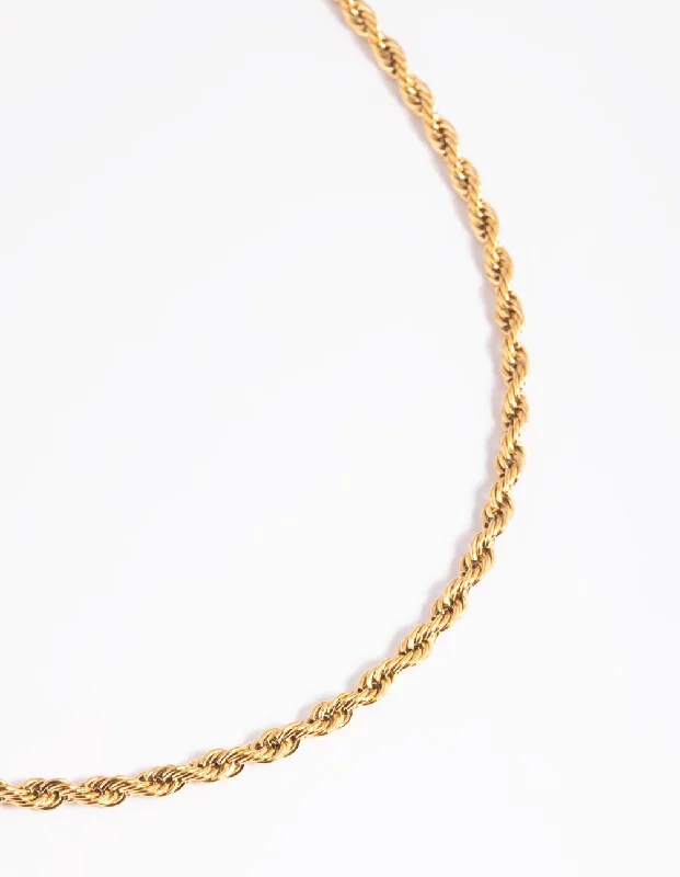 Fashionable Pendant Necklace-Waterproof Gold Plated Stainless Steel Twisted Chain Necklace