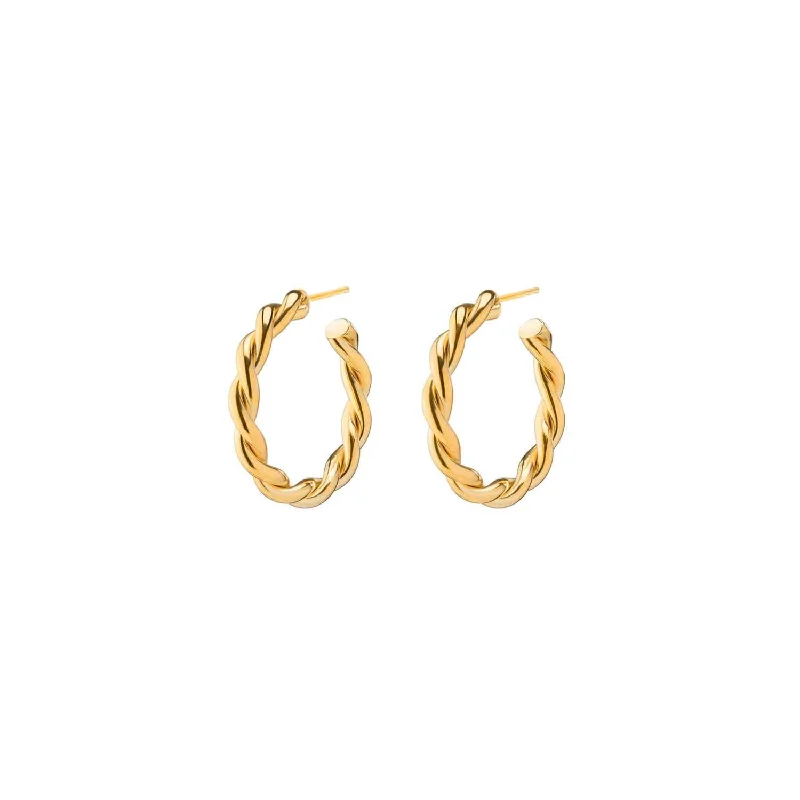 Stylish Stud Earrings-Twist Hoops | Gold