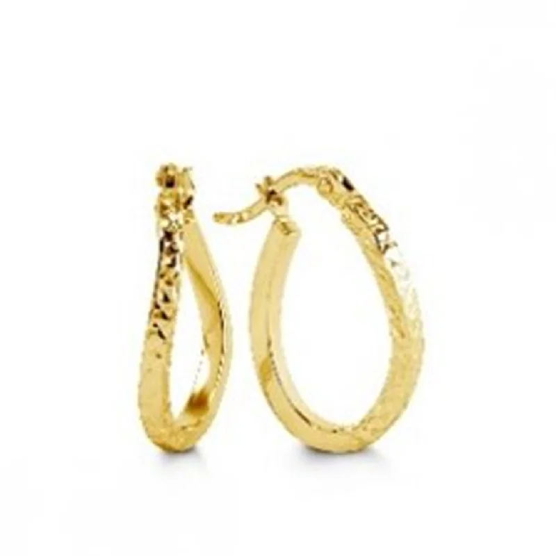 Large Gold Earrings-10K Yellow Gold Diamond Cut Twist Tube Hoop Earrings