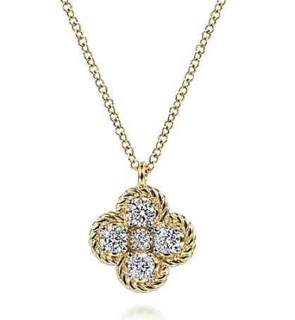 Colorful Pendant Necklace-14K Yellow Gold Rope Diamond Pendant Necklace