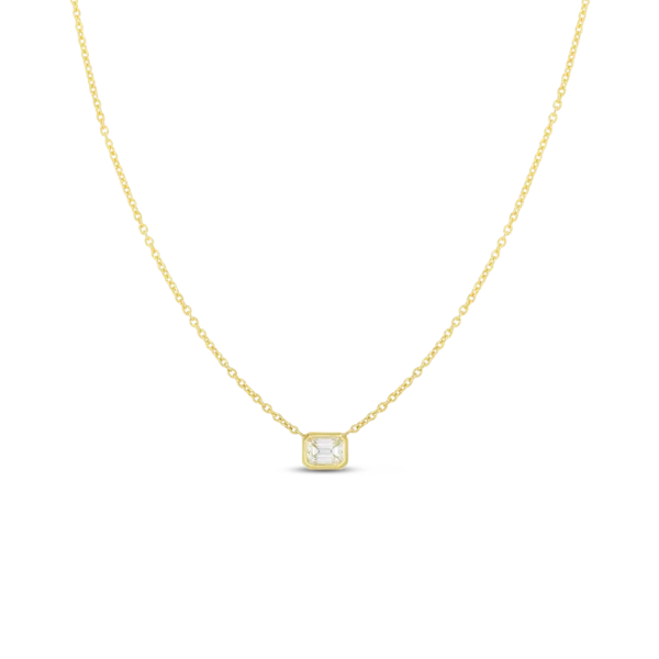 Adjustable Choker Necklace-18K GOLD DIAMONDS BY THE INCH EMERALD CUT NECKLACE