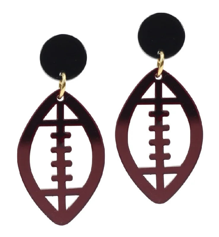 Large Statement Earrings-Acrylic Football Earring - Garnet