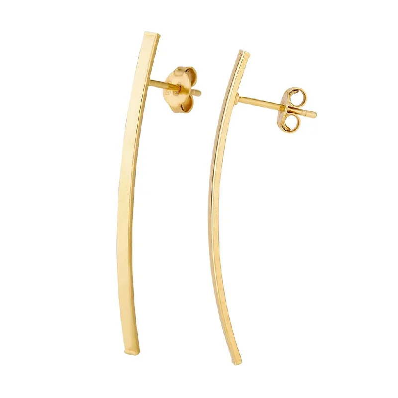 Floral Drop Earrings-14K Yellow Gold Geometric Bar Stud Earrings