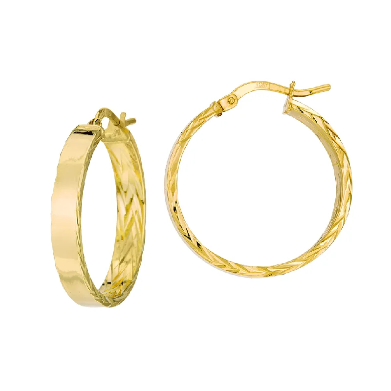 Elegant Gemstone Earrings-14K Yellow Gold 20mm Textured Hoop Earrings