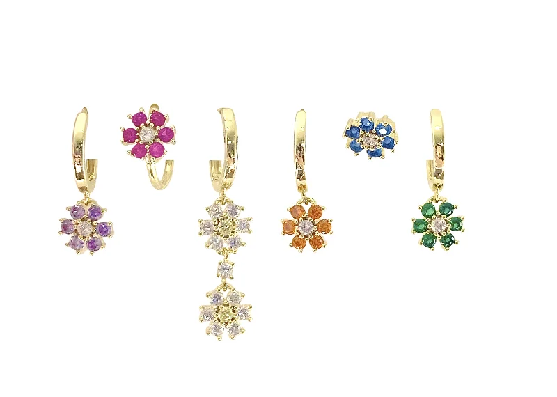 Butterfly Earrings for Girls-Flower Huggie Set