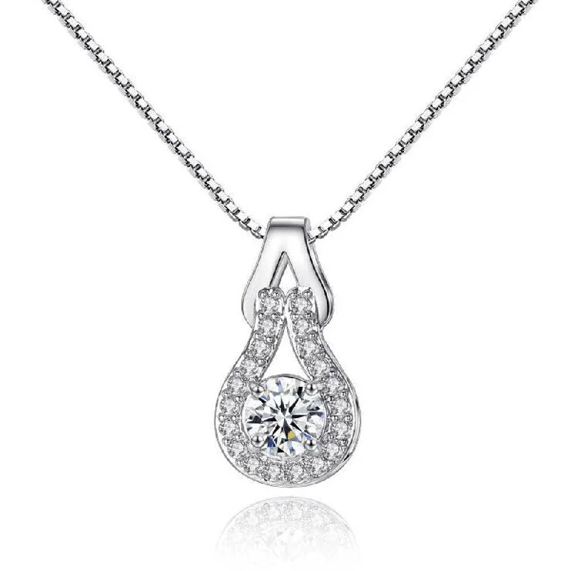 Sterling Silver Chain Necklace-Crystal Infinity Pendant Necklace