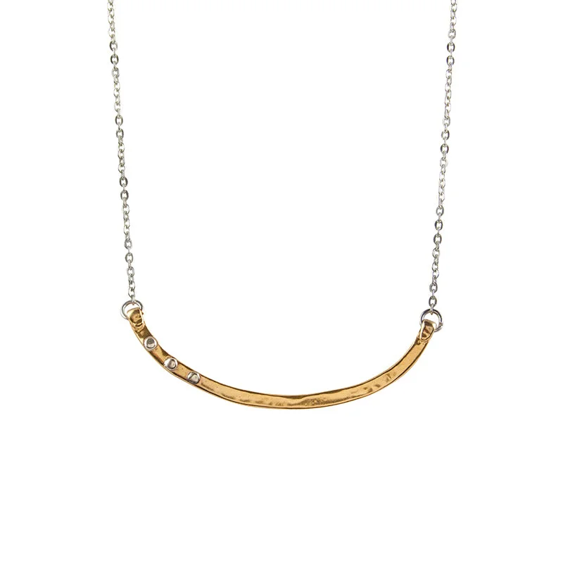 Modern Pendant Necklace-Riveted Balance Necklace in Bronze