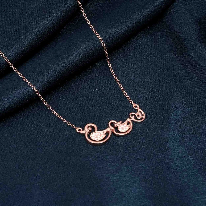 Sterling Silver Necklace-Rose Gold Swim Ducks Necklace