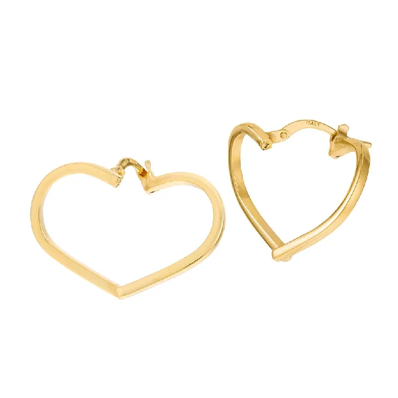 Colorful Pearl Earrings-14K Yellow Gold Heart Shaped Hoop Earrings