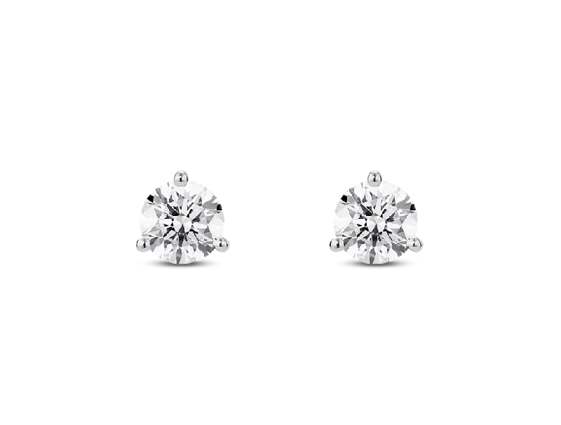 Beautiful Stud Earrings-14K White Gold 0.97ctw Round Diamond Solitaire Stud Earrings