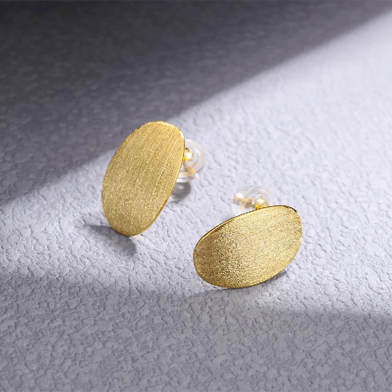 Oval Ear Studs-Gold