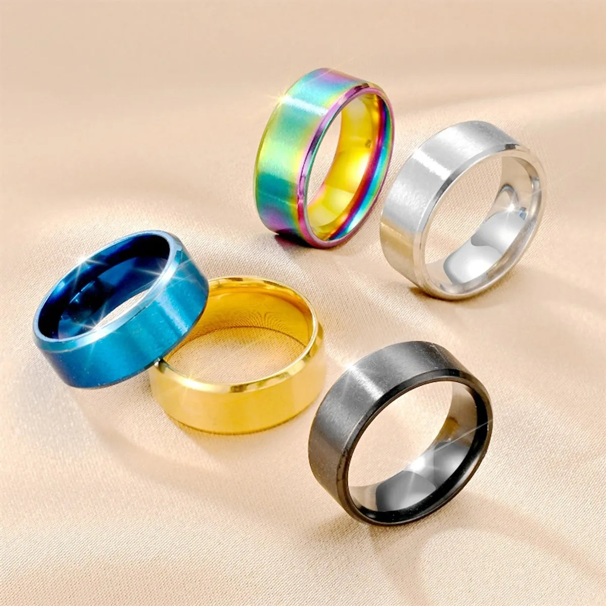 Custom Promise Ring-Vintage Style Colorful Solid Color Titanium Steel Plating 18K Gold Plated Unisex Rings