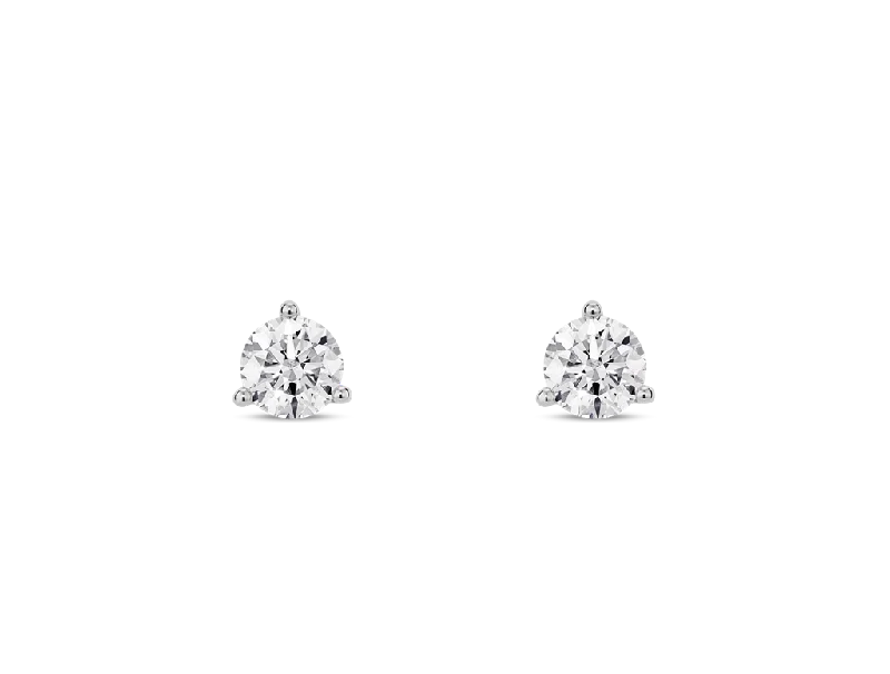 Crystal Drop Earrings-10K White Gold 0.50ctw Round Diamond Solitaire Stud Earrings