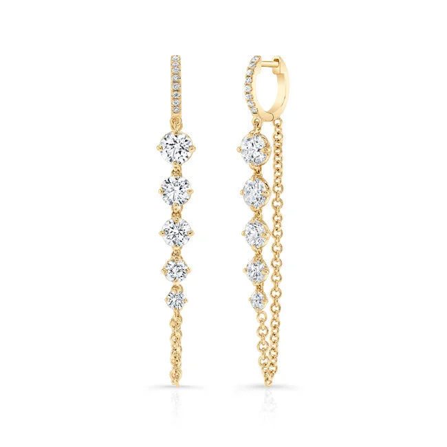 Multi-Layer Earrings-Huggie Drop Chain Earrings