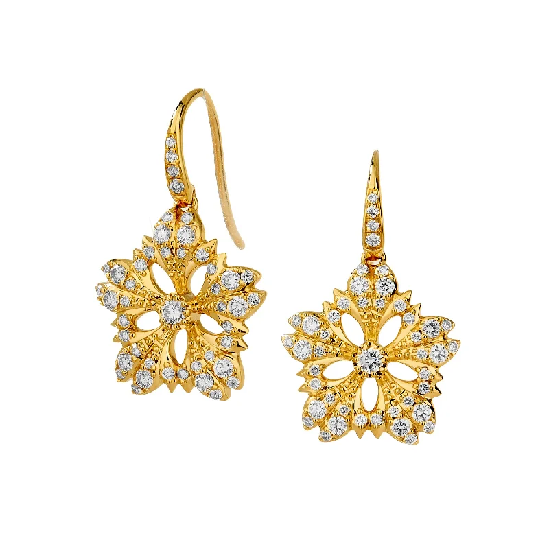 Simple Gold Earrings-Diamond Flower Earrings