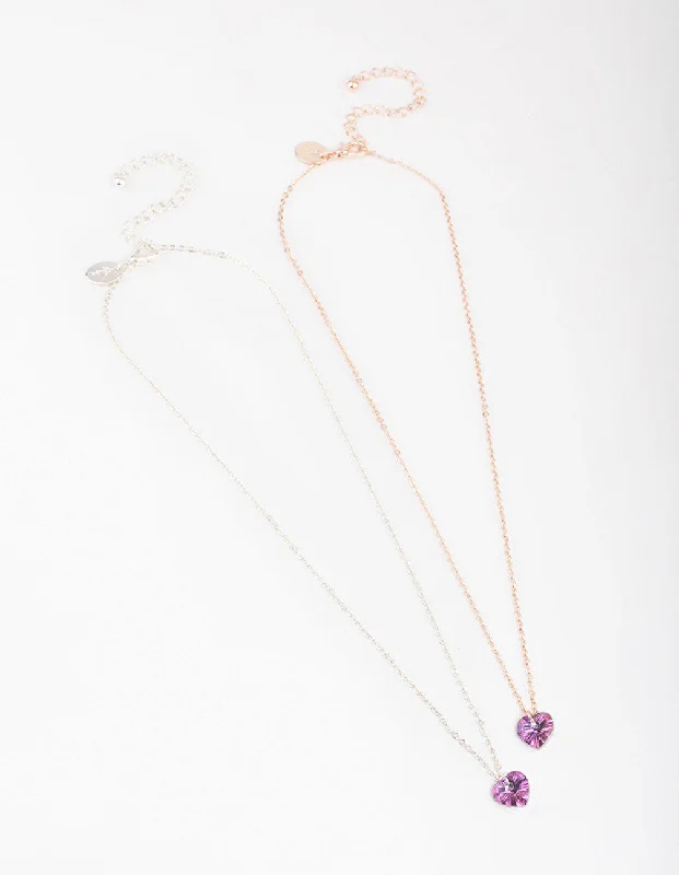 Pearl Chain Necklace-Mixed Metal Basic Heart Necklace Pack