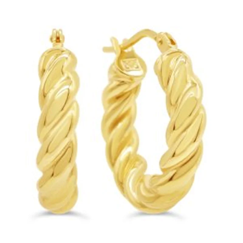 Artistic Drop Earrings-10K Yellow Gold Twist Hoop Earrings