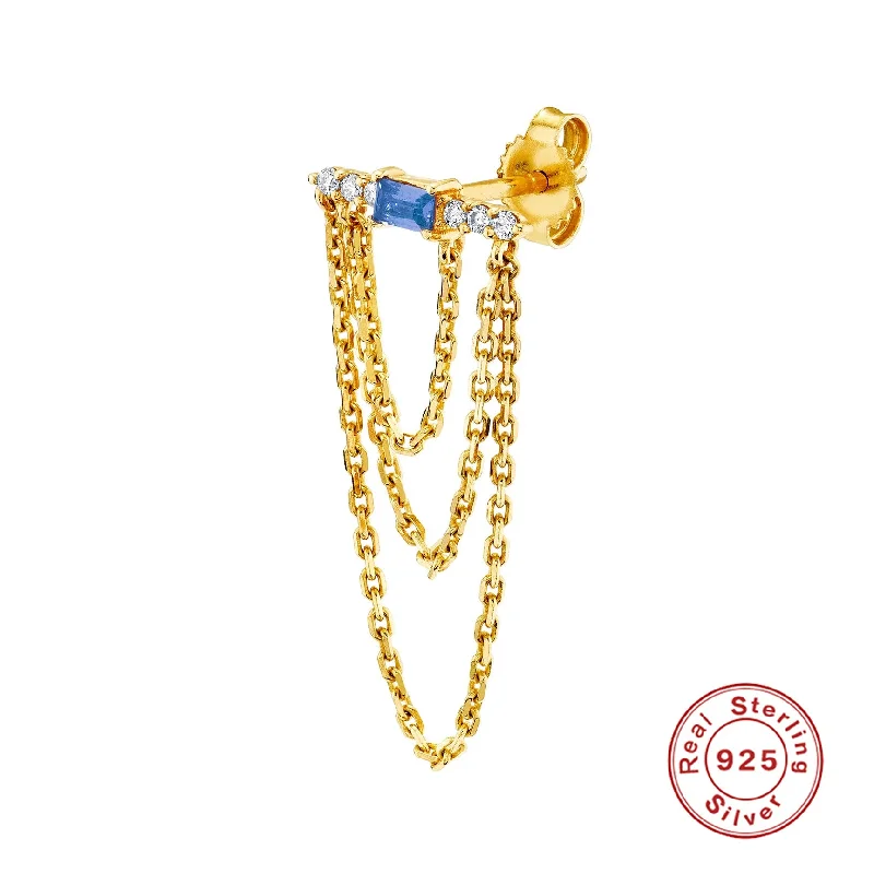 Single Gold-3 Sapphire Blue Diamond