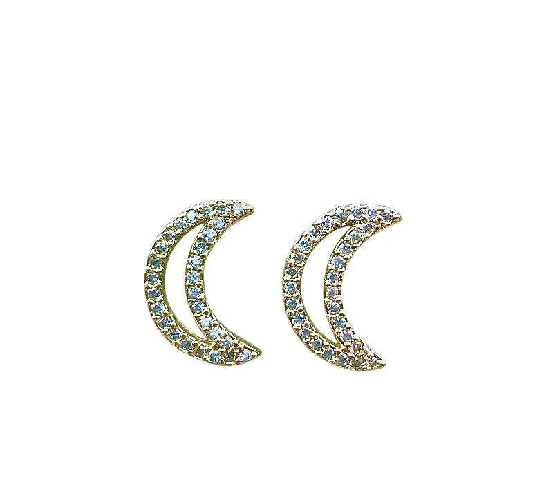 Antique Gold Earrings-Moon Dust Stud