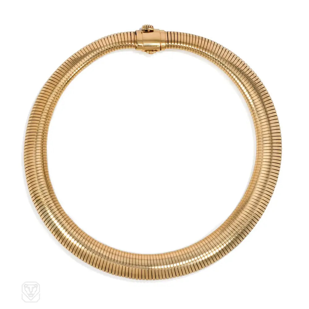 Simple Gold Chain Necklace-Retro gaspipe necklace, Cartier