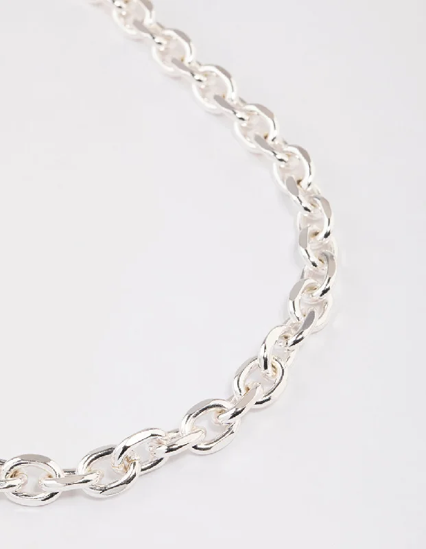 Designer Necklace for Weddings-Silver Cable Chain Necklace