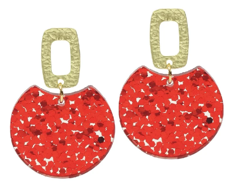 Simple Pearl Drop Earrings-The Leighton Earring - Red Glitter