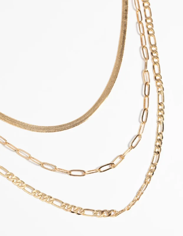 Unique Gold Necklace-Gold Plated Chain Necklace Pack