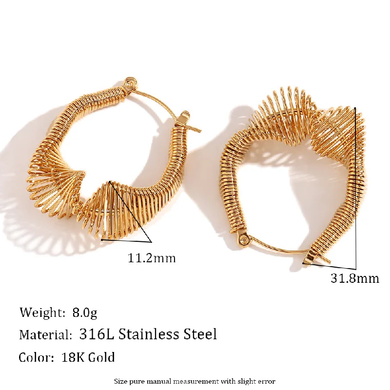 Hollow Winding Knotted U-Shaped Ear Ring-Gold