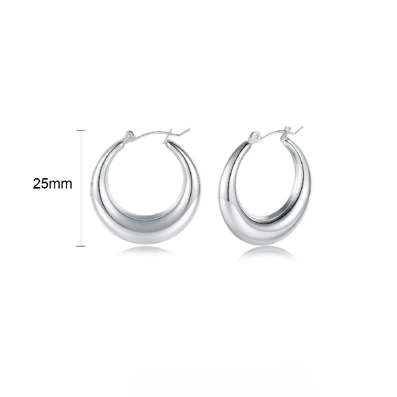 25mm White Gold Earrings