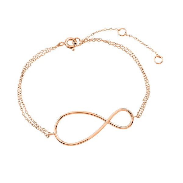 Men’s Beaded Leather Bracelet-Sterling Silver 925 Rose Gold Plated Exaggerated Infinity Sign Bracelet