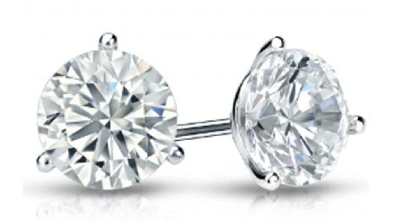 Silver Bead Drop Earrings-14K White Gold 0.25ctw Round Diamond Solitaire Stud Earrings