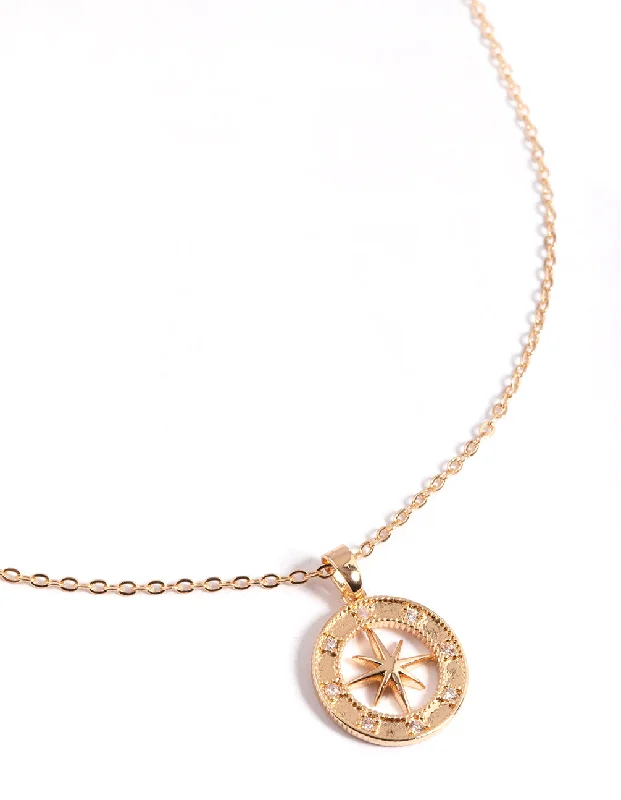 Classic Silver Necklace-Gold Celestial Compass Necklace