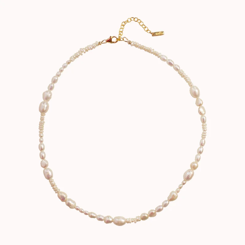 Bright Gold Pendant Necklace-Cascade Pearl Necklace