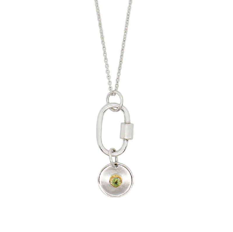 Multi-Layer Chain Necklace-August Birthstone Carabiner Necklace - Peridot