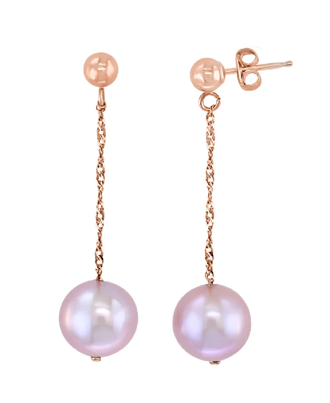 Rose Gold Hoop Earrings-14K White Gold 9-9.5mm Freshwater Pearl Drop Earrings