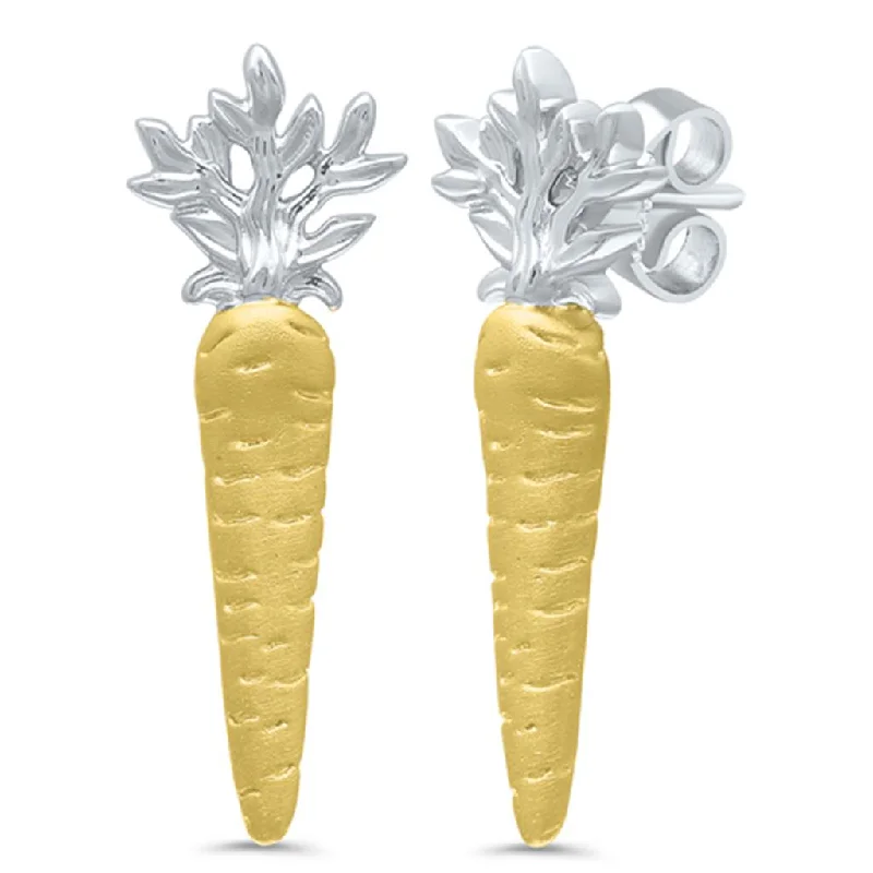 Custom Drop Earrings-Sterling Silver & Gold Plated Carrot Stud Earrings