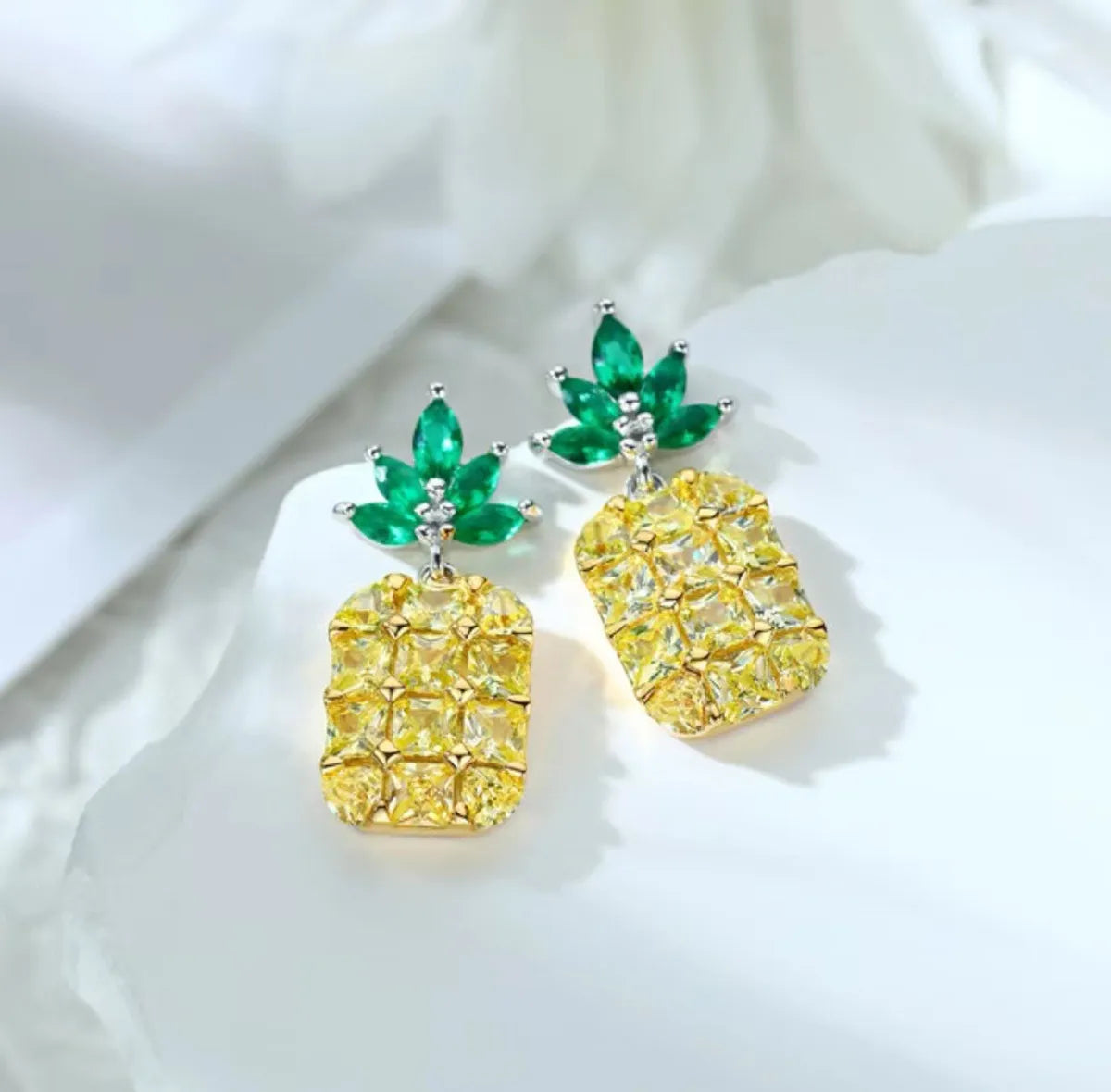 Vintage Silver Ring-1 Pair Simple Style Pineapple Inlay Sterling Silver Zircon Ear Studs