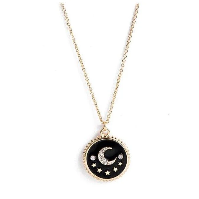 Birthstone Pendant Necklace-Moon and Star Pendant Necklace