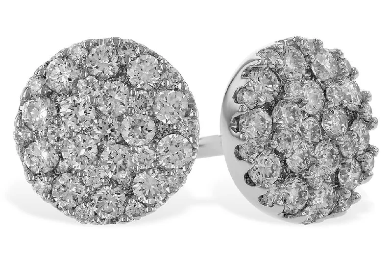 Boho Style Earrings-14K White Gold 1.00ctw Diamond Cluster Stud Earrings by Allison Kaufman