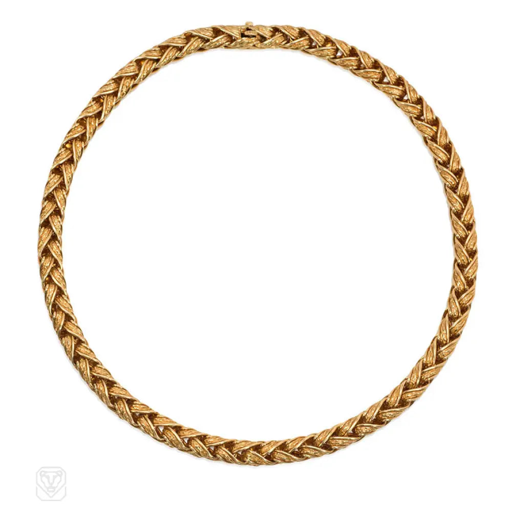 Elegant Choker Necklace for Weddings-Woven gold necklace, Hermès, France